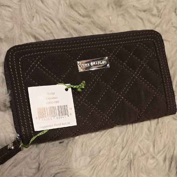 Vera Bradley Dark Brown Quilted Card Holder - Picture 2 of 3